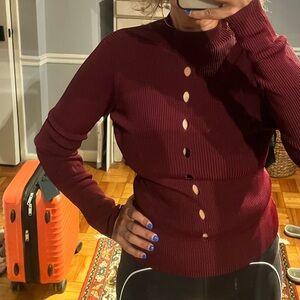 INTERMIX Burgundy Ribbed sweater